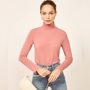 Reformation Pink Billie Turtleneck Sweater